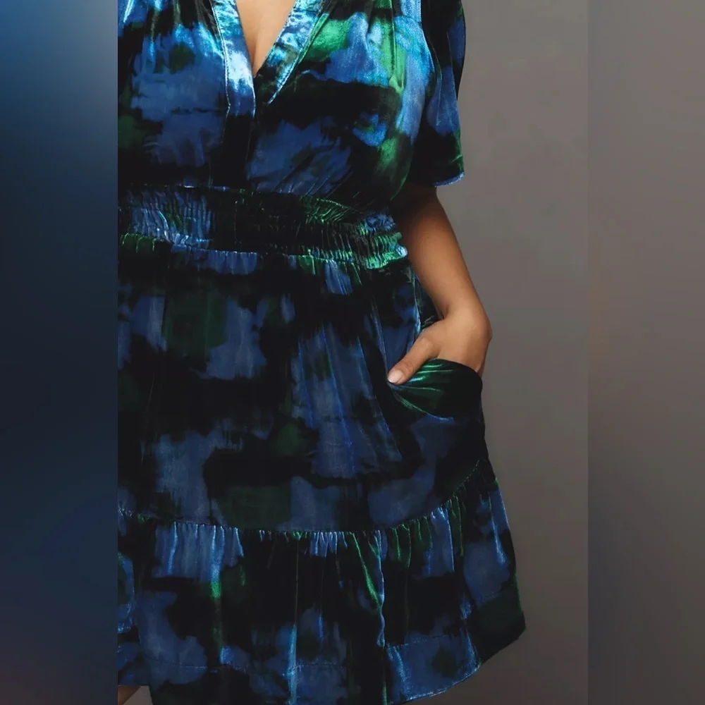 NWT! Anthropologie Maeve Somerset Velvet Mini Dress - Size XXS 🥐 - Picture 5 of 10